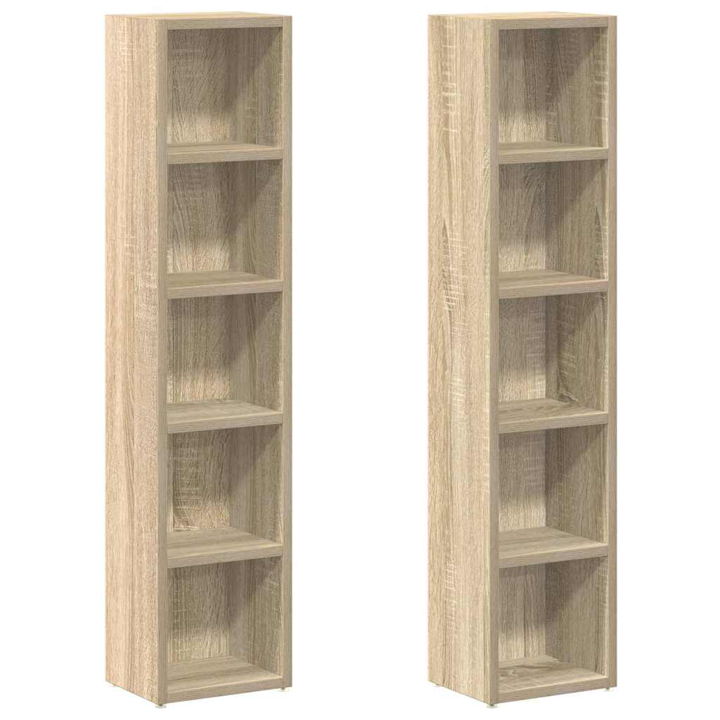 vidaXL CD Cabinet | Set of 2 | Sonoma oak | Engineered wood | Tall | CD Cabinet 2