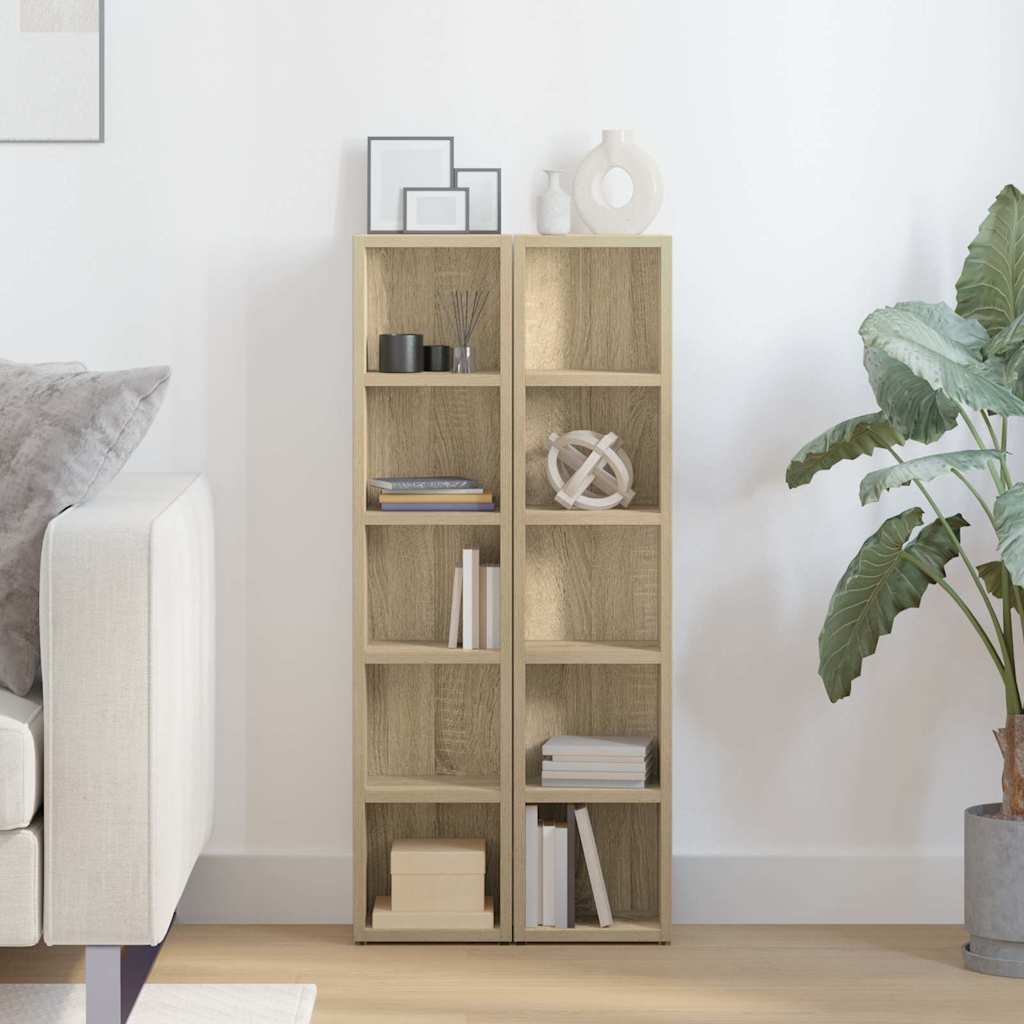 vidaXL CD Cabinet | Set of 2 | Sonoma oak | Engineered wood | Tall | CD Cabinet 3