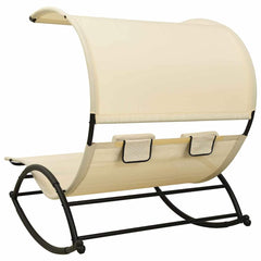 310548 vidaXL Double Sun Lounger with Canopy Textilene Cream 3