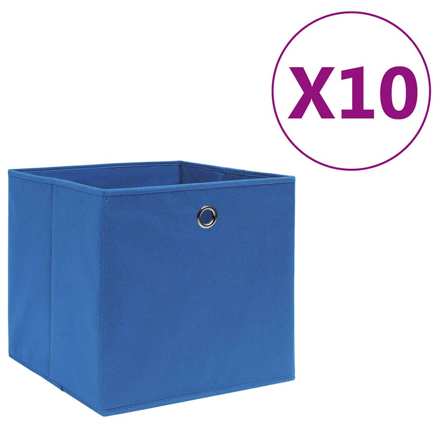 vidaXL Storage Boxes 10 pcs Non-woven Fabric 28x28x28 cm Blue 1