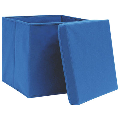 Storage Boxes with Covers 10 pcs 28x28x28 cm Blue