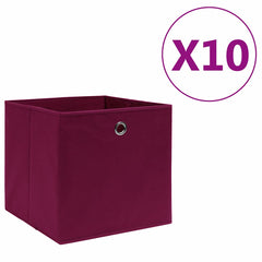 vidaXL Storage Box | Set of 10 | Dark Red | Non-Woven Fabric | Medium | Foldable 1