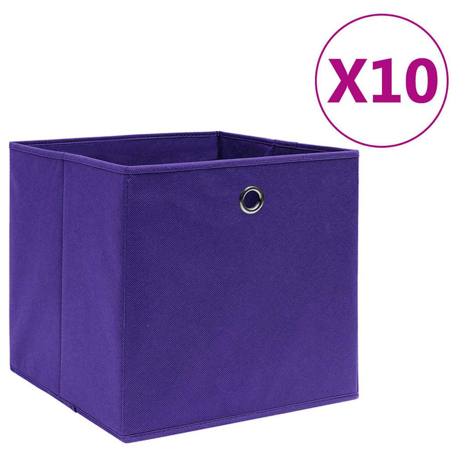 vidaXL Storage Boxes 10 pcs Non-woven Fabric 28x28x28 cm Purple 1