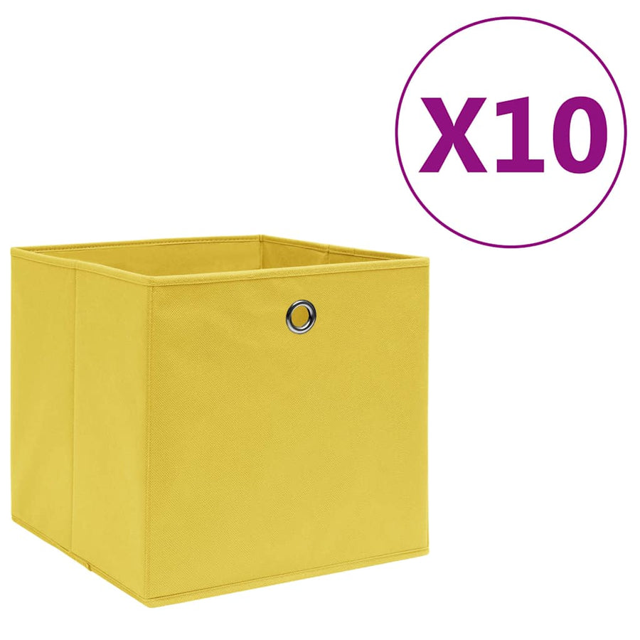 vidaXL Storage Boxes 10 pcs Non-woven Fabric 28x28x28 cm Yellow 1