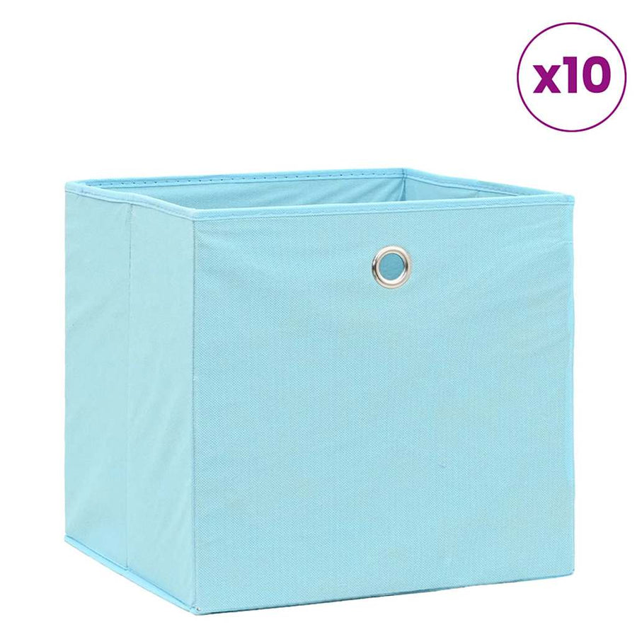 vidaXL Storage Boxes 10 pcs Non-woven Fabric 28x28x28 cm Baby Blue 1