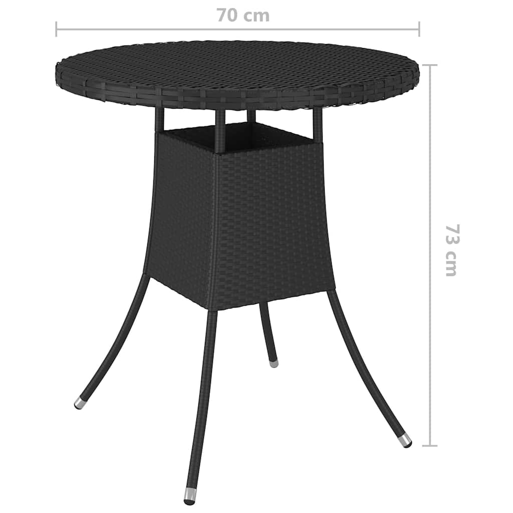 Garden Table 70x70x73 cm Poly Rattan Black