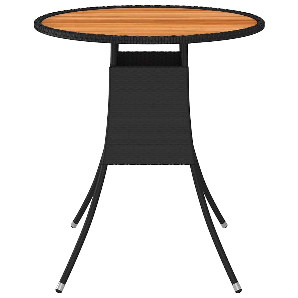 vidaXL Garden Dining Table Black Ø 70 cm Poly Rattan and Solid Acacia Wood 2