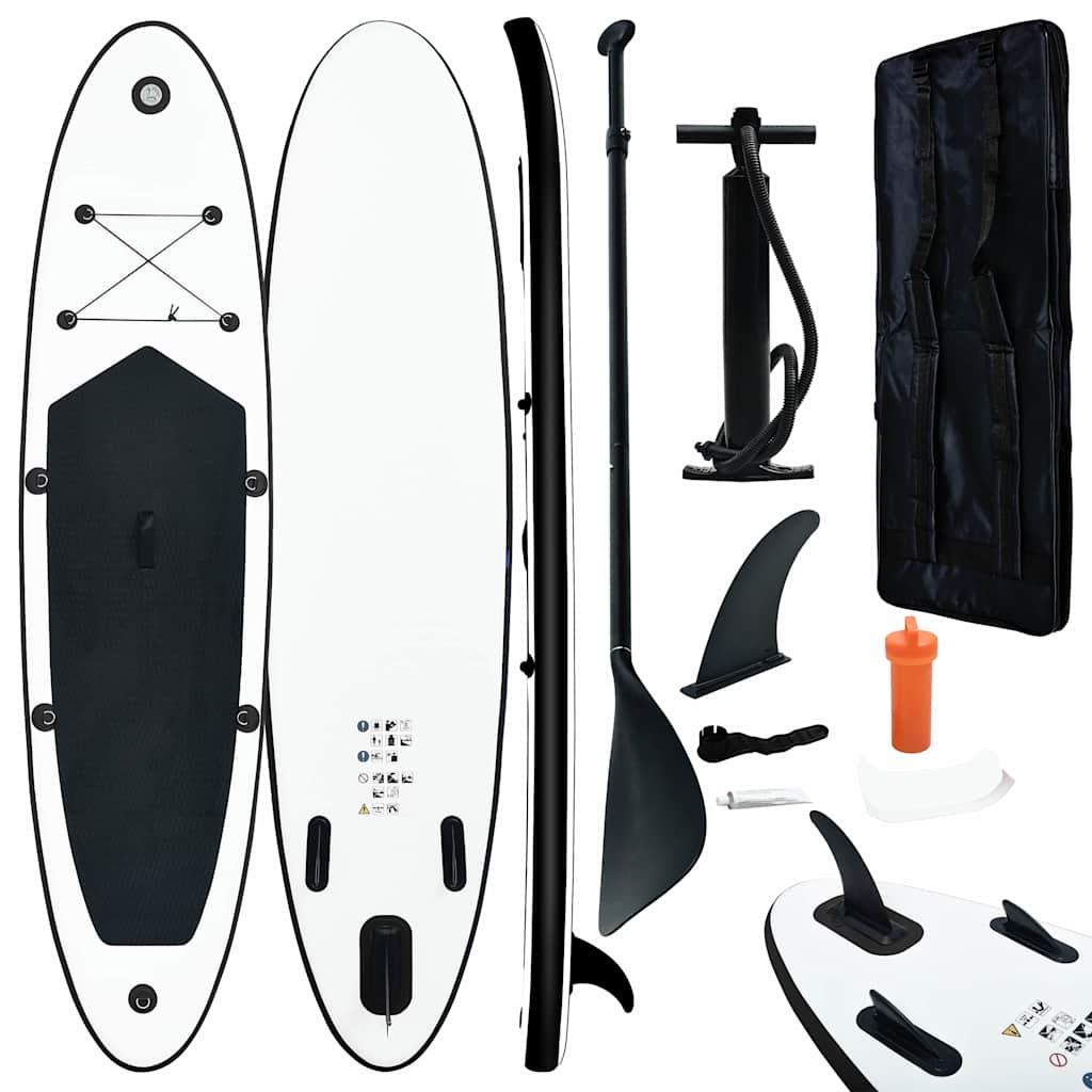 Inflatable Stand Up Paddleboard Set and White Black 390 cm