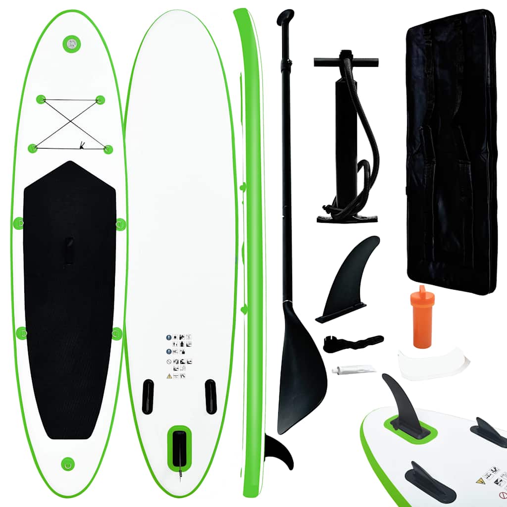 Inflatable Stand Up Paddleboard Set and White Green 390 cm