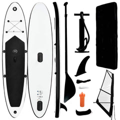 Inflatable Stand Up Paddleboard with Sail Set and White Black