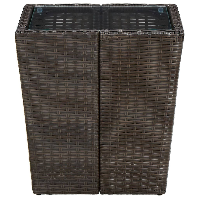 Tea Table Brown 41.5x41.5x44 cm Poly Rattan and Tempered Glass