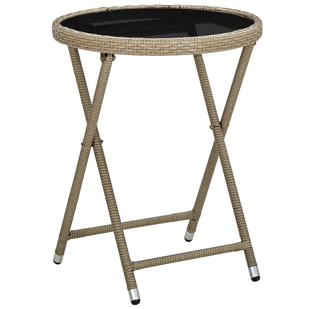 vidaXL Tea Table | Beige | PE rattan, powder-coated steel, tempered glass 1
