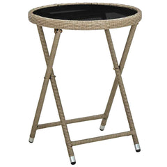 vidaXL Tea Table | Beige | PE rattan, powder-coated steel, tempered glass 1