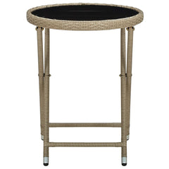 vidaXL Tea Table | Beige | PE rattan, powder-coated steel, tempered glass 3
