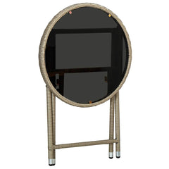 vidaXL Tea Table | Beige | PE rattan, powder-coated steel, tempered glass 4