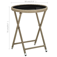 vidaXL Tea Table | Beige | PE rattan, powder-coated steel, tempered glass 6