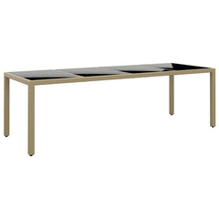Garden Table with Glass Top Poly Rattan Beige