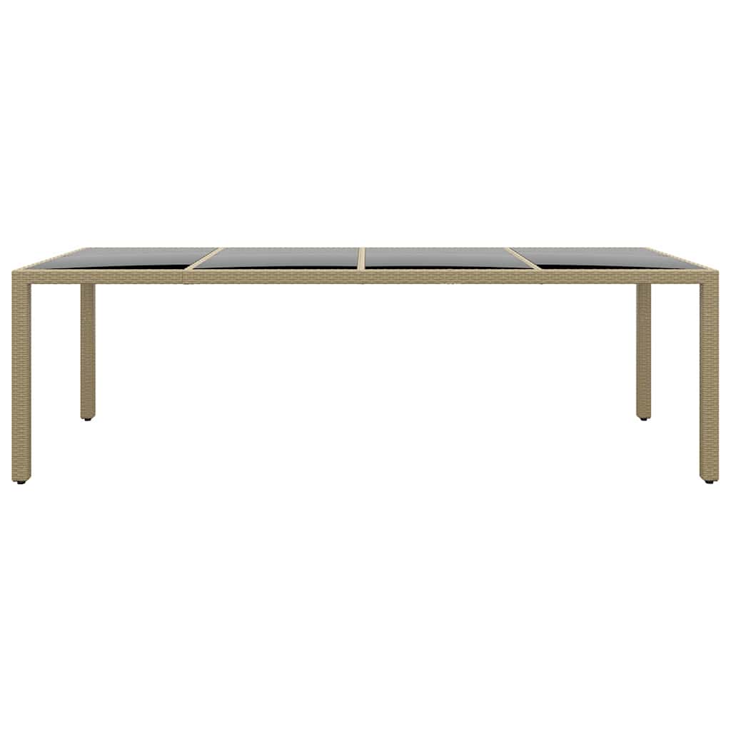 Garden Table with Glass Top Poly Rattan Beige