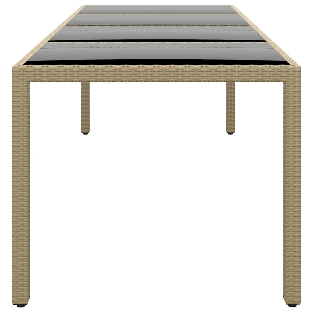 Garden Table with Glass Top Poly Rattan Beige