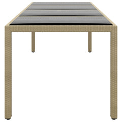 Garden Table with Glass Top Poly Rattan Beige