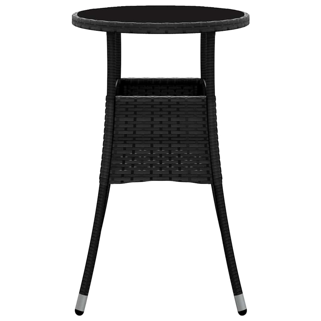 vidaXL Garden Table Ø60x75 cm Tempered Glass and Poly Rattan Black 4