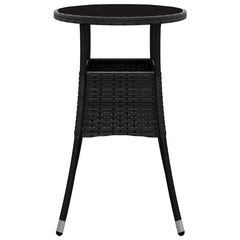 vidaXL Garden Table Ø60x75 cm Tempered Glass and Poly Rattan Black 4