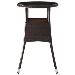 vidaXL Garden Table | Brown | Poly rattan, powder-coated steel, tempered glass 4
