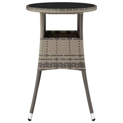 vidaXL Garden Table Ø60x75 cm Tempered Glass and Poly Rattan Grey 4