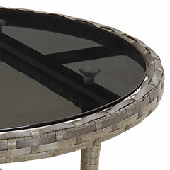 vidaXL Garden Table Ø60x75 cm Tempered Glass and Poly Rattan Grey 5