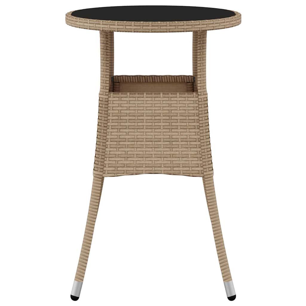 vidaXL Garden Table | Beige | Poly rattan, powder-coated steel, tempered glass 3