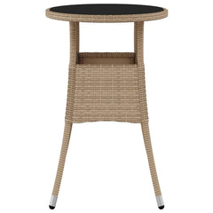 vidaXL Garden Table | Beige | Poly rattan, powder-coated steel, tempered glass 3