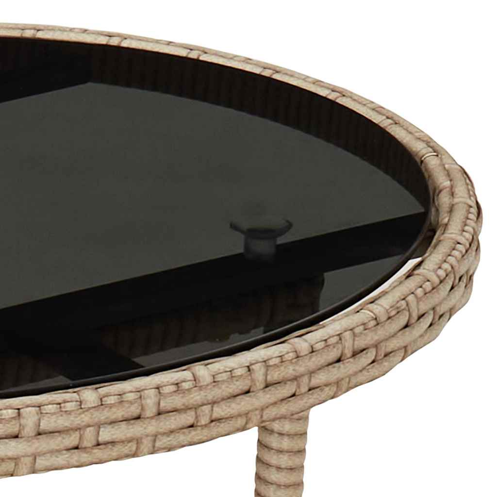 vidaXL Garden Table | Beige | Poly rattan, powder-coated steel, tempered glass 5