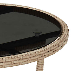 vidaXL Garden Table | Beige | Poly rattan, powder-coated steel, tempered glass 5