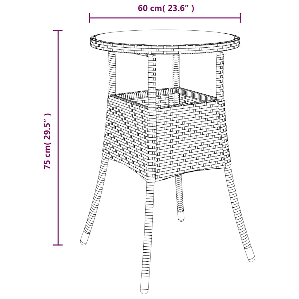 vidaXL Garden Table | Beige | Poly rattan, powder-coated steel, tempered glass 6