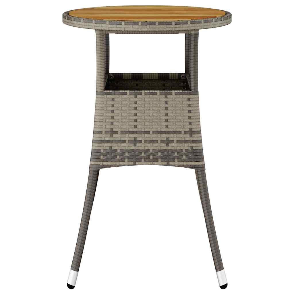 vidaXL Garden Table | Grey | Poly rattan, powder-coated steel, solid acacia wood 3