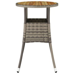 vidaXL Garden Table | Grey | Poly rattan, powder-coated steel, solid acacia wood 4