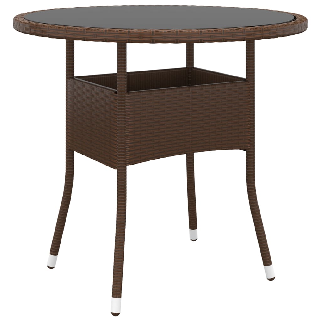 vidaXL Garden Table | Brown | Poly rattan, tempered glass, powder-coated steel 1