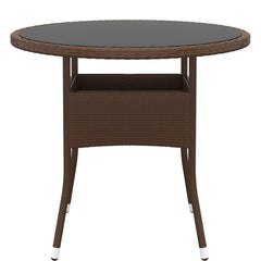vidaXL Garden Table | Brown | Poly rattan, tempered glass, powder-coated steel 2