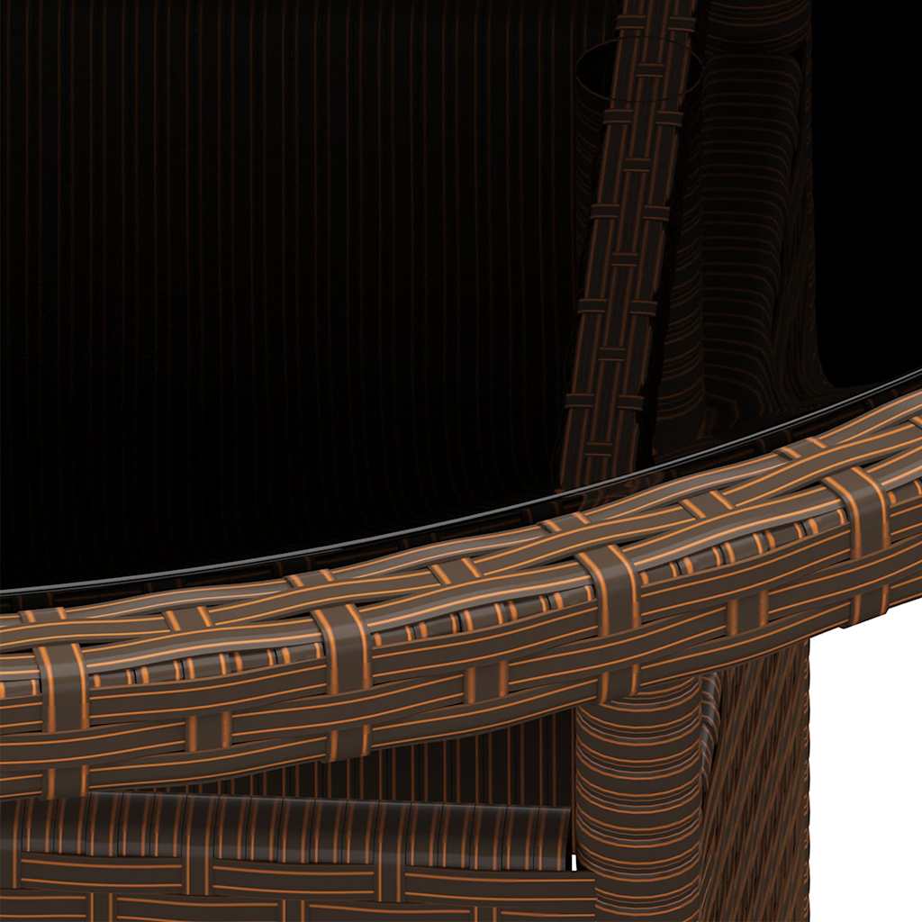 vidaXL Garden Table | Brown | Poly rattan, tempered glass, powder-coated steel 3