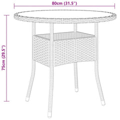 vidaXL Garden Table | Brown | Poly rattan, tempered glass, powder-coated steel 4