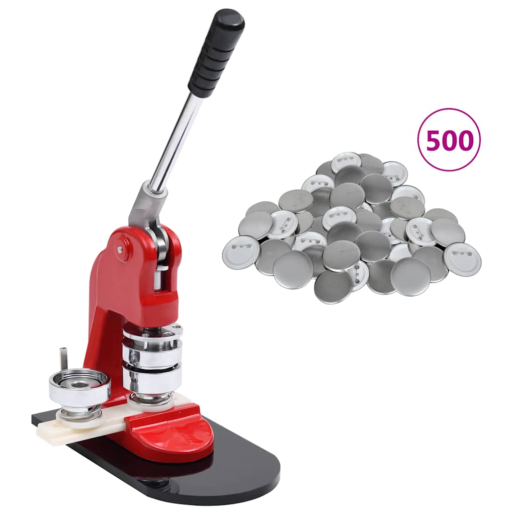 vidaXL Badge Button Maker with 500 pcs Pinback Button Parts 37 mm 1