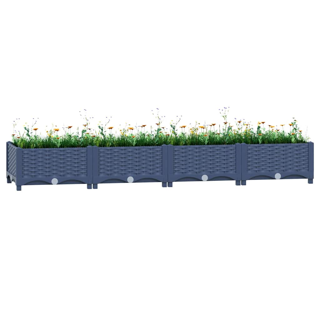vidaXL Raised Bed Polypropylene without Wheels Blue Grey