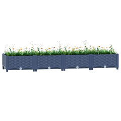 vidaXL Raised Bed Polypropylene without Wheels Blue Grey