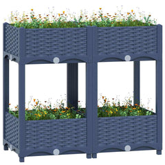 vidaXL Raised Bed Polypropylene without Wheels Blue Grey