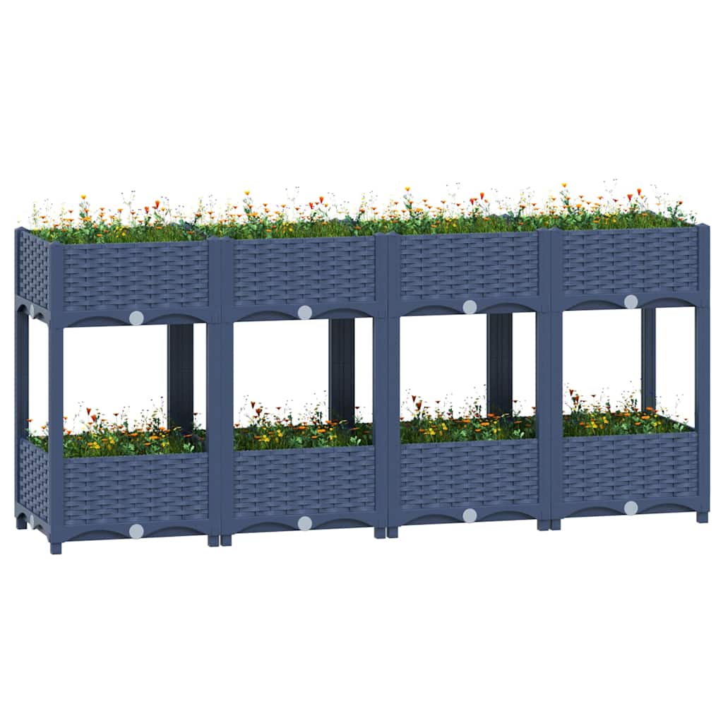 vidaXL Raised Bed Polypropylene without Wheels Blue Grey
