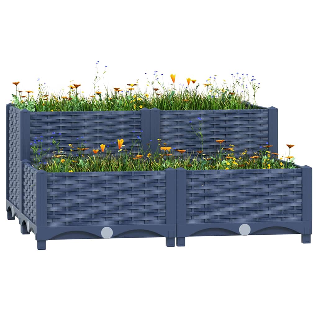 vidaXL Raised Bed Polypropylene without Wheels Blue Grey
