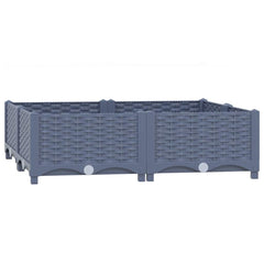 vidaXL Raised Bed | Blue Grey | Polypropylene | 80x80x23 cm | Planters 2