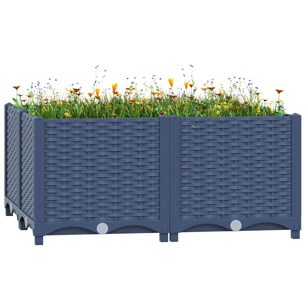 vidaXL Raised Bed Polypropylene without Wheels Blue Grey