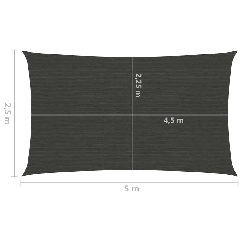 Sunshade Sail 160 g/m² Anthracite 2.5x5 m HDPE