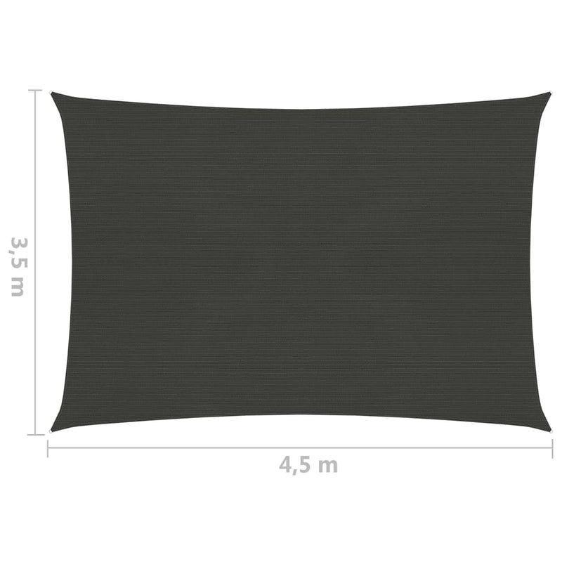 Sunshade Sail 160 g/m² Anthracite 3.5x4.5 m HDPE